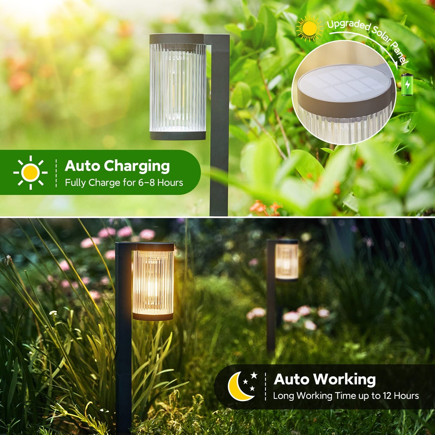 ELECLINK Solar Pathway Lights Outdoor, 4 Pack, Warm White, IP65 Waterproof, Model DC-309-4, Super Bright, Up to 12 Hours