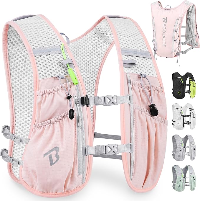 BECOJADDE Running Vest Hydration Backpack for Men Women, 5L Lightweight Running Backpack Hydration Pack for Marathon, Trai...