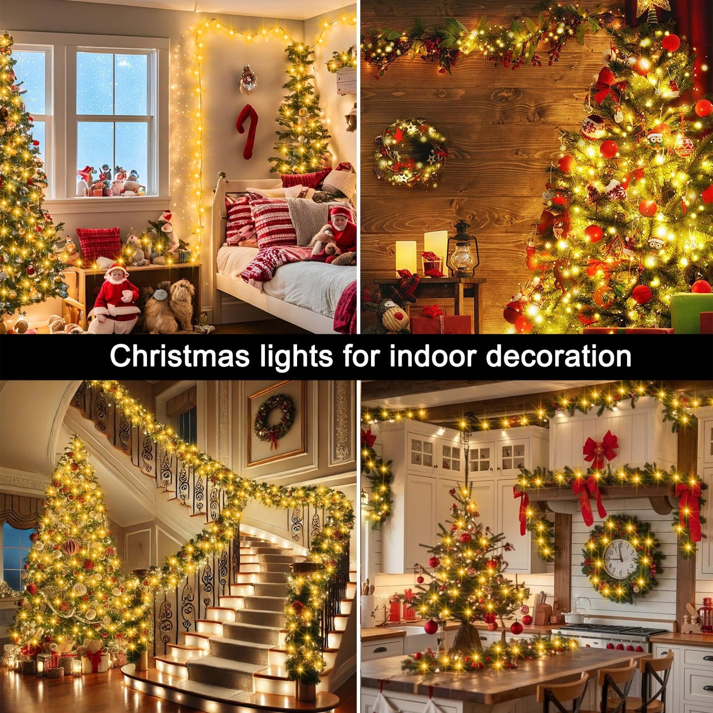 Echosari 400 Led Christmas String Lights Connectable  Extra Long 66Ft Outdoor String Lights End-To-End Plug In With Remote Timer For Garden Patio Tree Decor (Warm White)