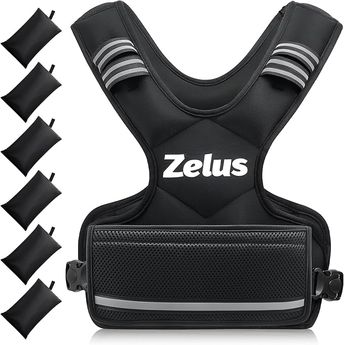 ZELUS Weighted Vest for Men and Women | 4-10lb/11-20lb/20-32lb Vest with 6 Ironsand Weights for Home Workouts | Adjustable...