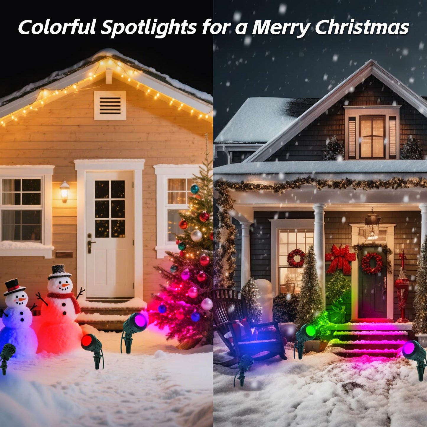 Holeva Halloween & Christmas Outdoor Spotlight  6500K Cool White Led Landscape Lighting With 4 Lenses (Rgb Purple)  Ip67 Waterproof  120V Plug-In For Yard  Garden Tree Holiday Decor(4 Pack  Green)
