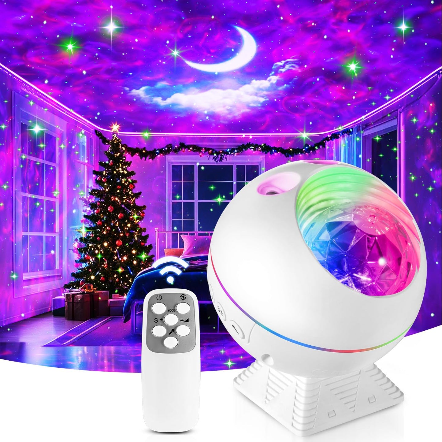 One Fire Galaxy Projector, 43 Lighting Modes, Remote Control, White, Model BL-XK04