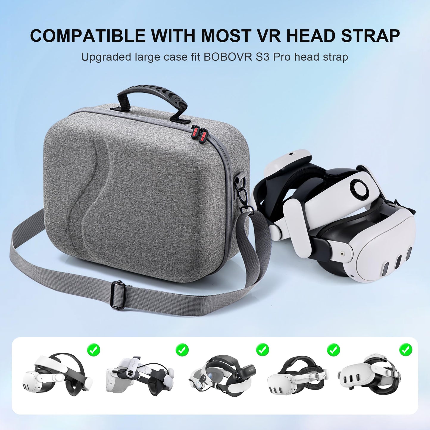 Upgraded Carrying Case for Meta Quest 3, Large Travel Case Compatible with BOBOVR S3 Pro/KIWI Design Battery Head Strap and Other Accessories, Hard Shell Travel Bag for Oculus Quest 3