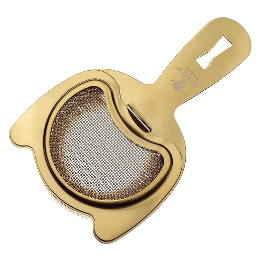 Barfly Fine Mesh Spring Strainer, Gold Plated