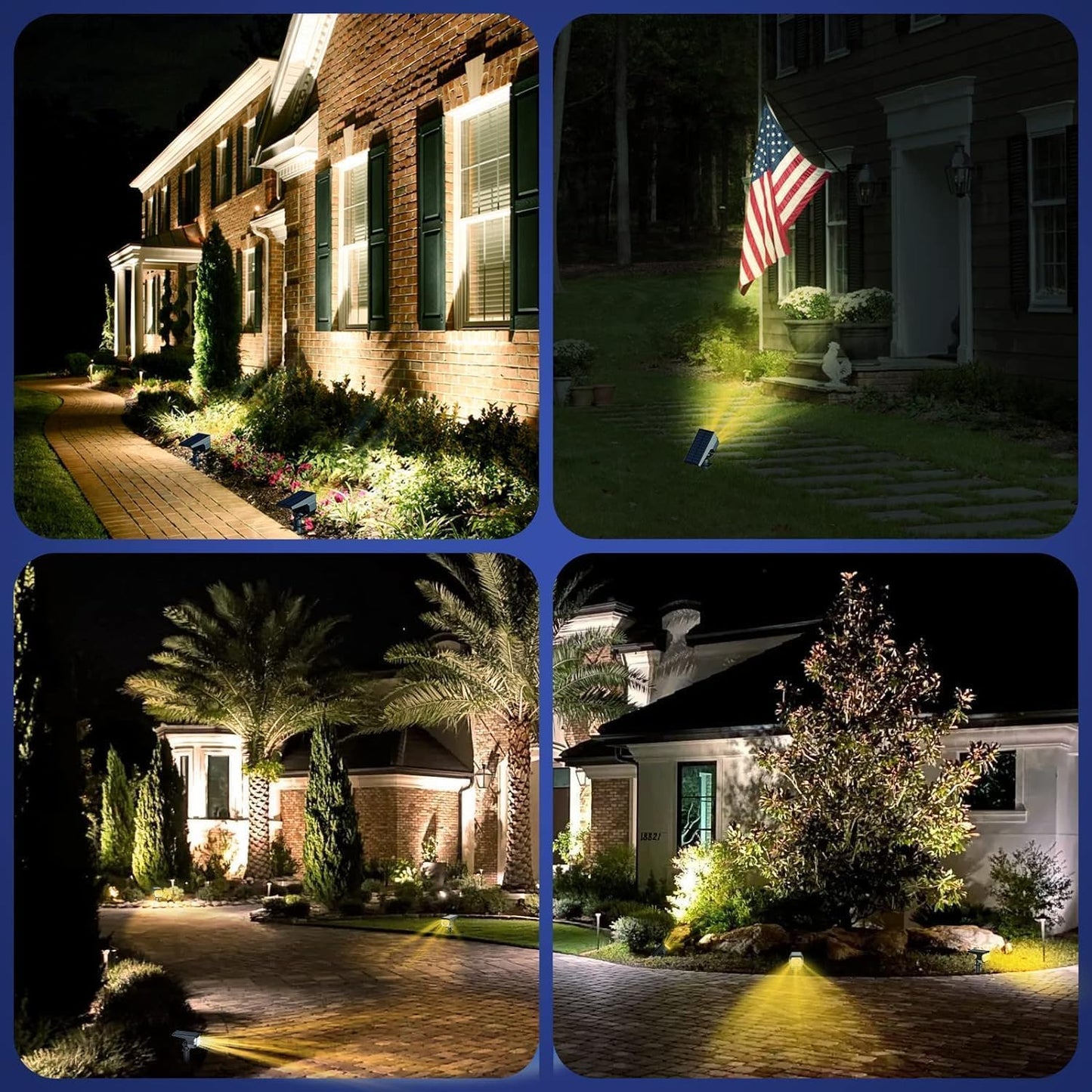 EIUIO Solar Spot Lights Outdoor, Warm White, 8-inch, Waterproof, 3 Lighting Modes, Model CDD-4