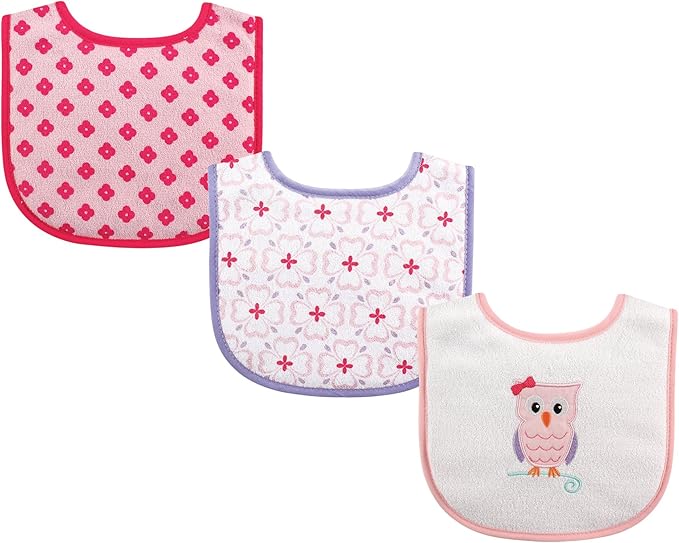 Luvable Friends Unisex Baby Cotton Terry Drooler Bibs with Fiber Filling