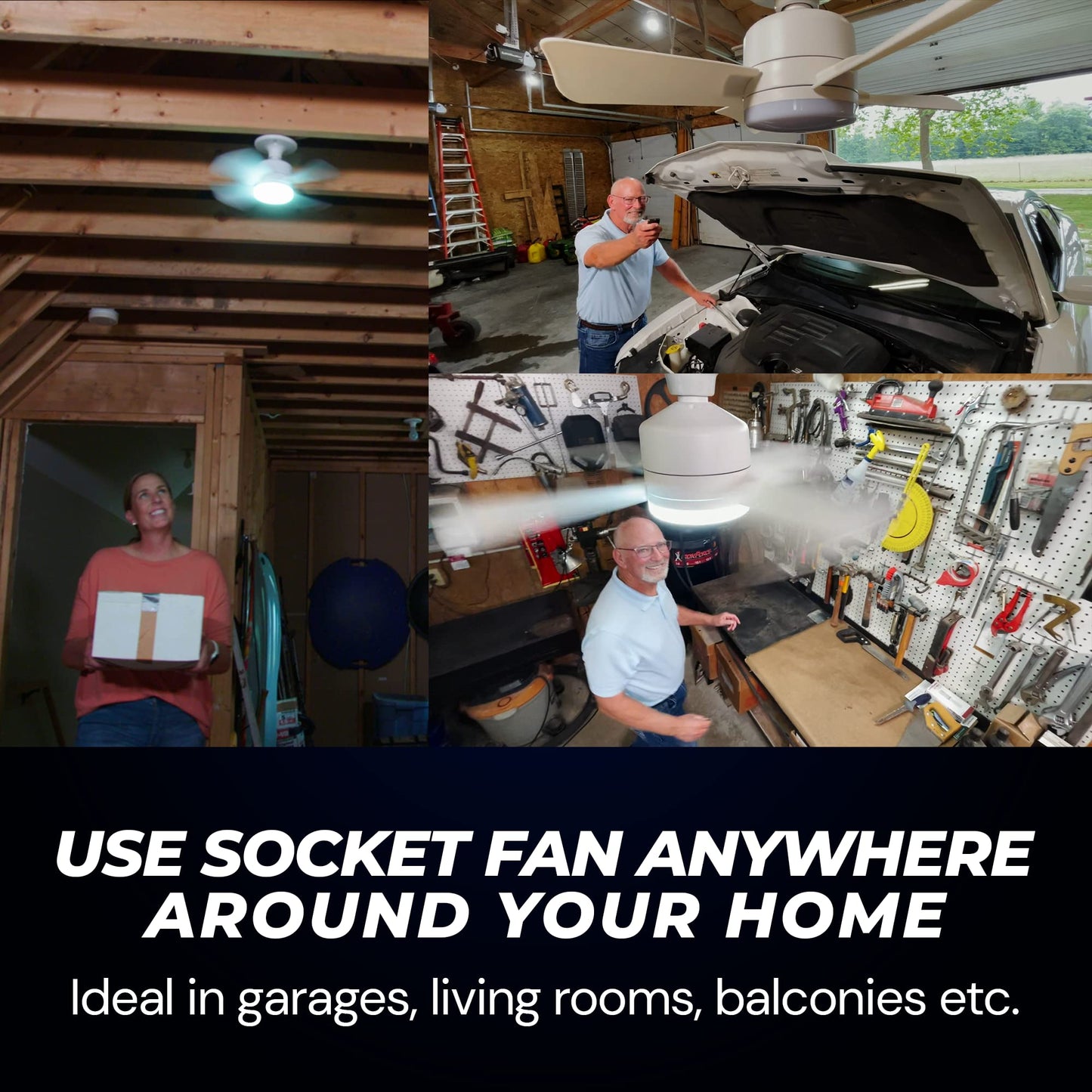 Bell+Howell Socket Breeze Light 5-Speed Deluxe Led - Ceiling Fans With Lights And Remote Control - For Bedroom, Kitchen, Living