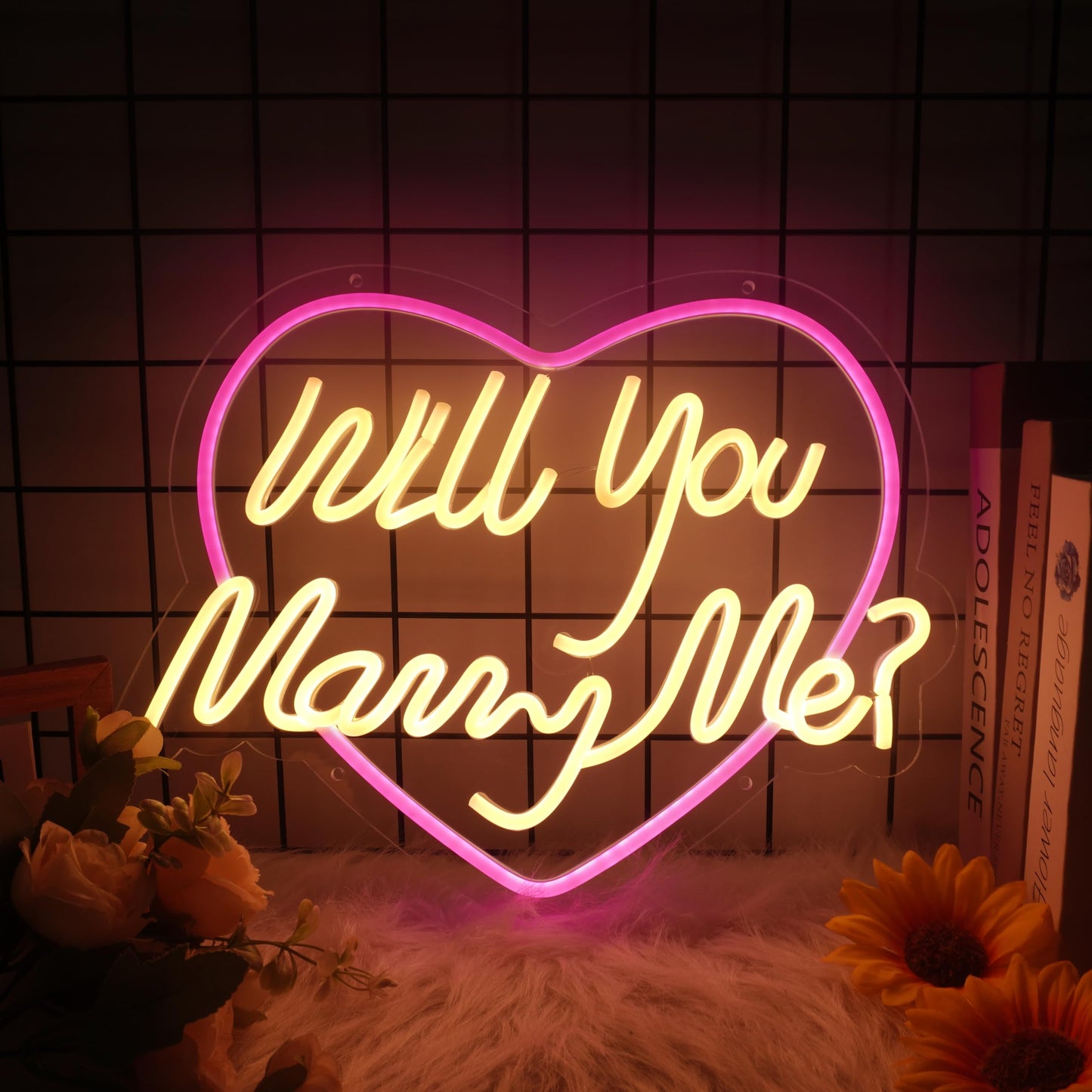 Will You Marry Me Neon Sign 16.34X12.8 Led Proposal Light - Wedding Engagement Decor  Valentines Day Gift For Girlfriend Bridal Shower Usb Powered Wall Art
