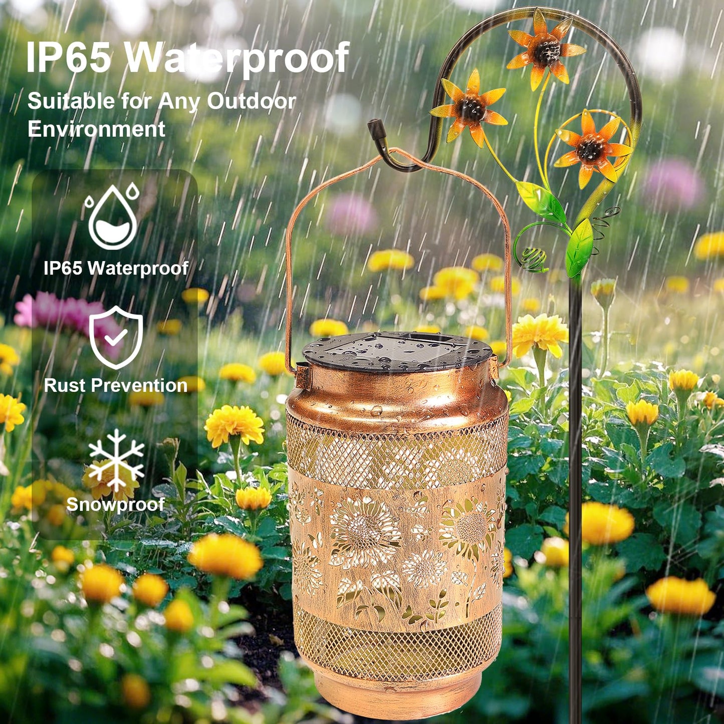 2 Pack Sunflower Solar Lanterns Outdoor Waterproof Solar Garden Decor  Birthday Gifts For Christmas Women Mom Grandma  Metal Hanging Lights With Shepherd Hook For Outside Yard Patio Pathway Backyard