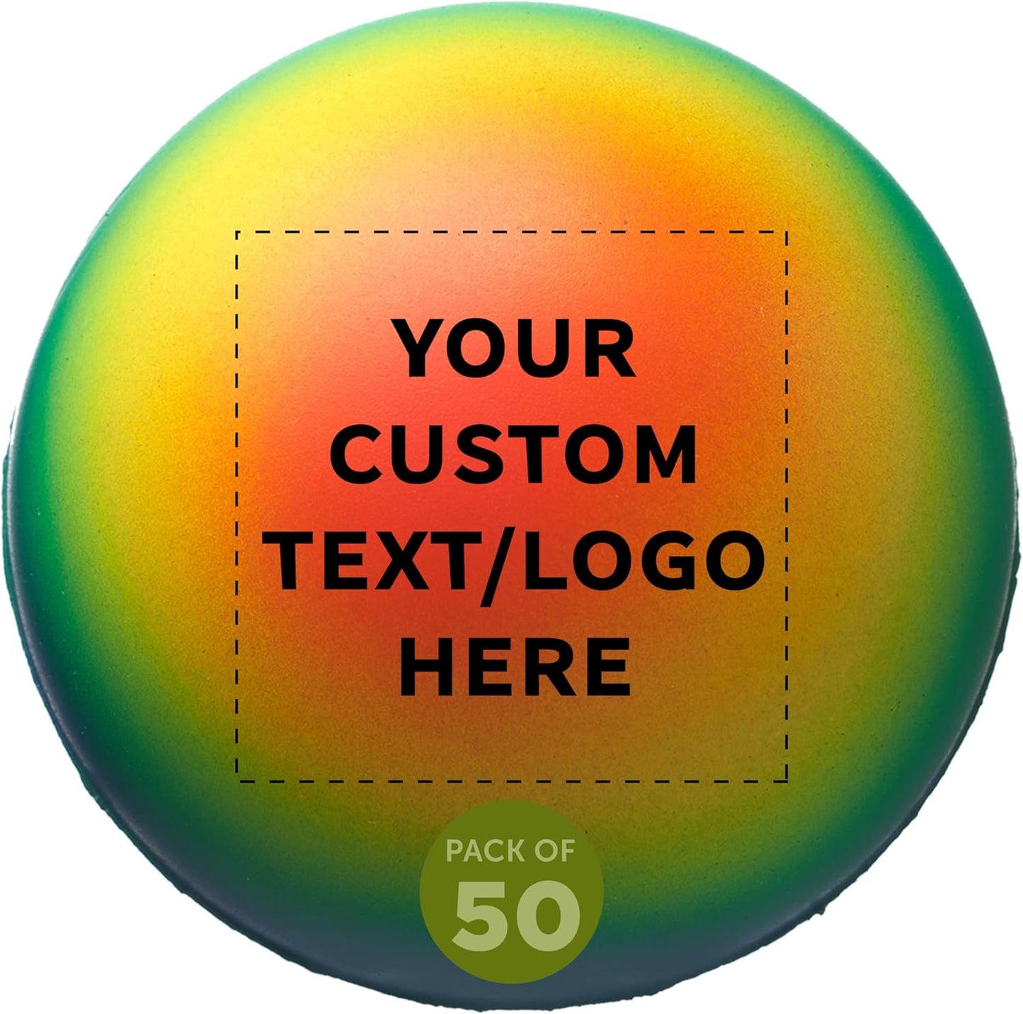 DISCOUNT PROMOS Custom Rainbow Squeeze Balls Set of 50, Personalized Bulk Pack - Perfect for Promotional Giveaways - Rainbow