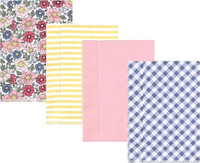Luvable Friends Hudson Baby Flannel Burp Cloths 4pk, Pink Blue Floral