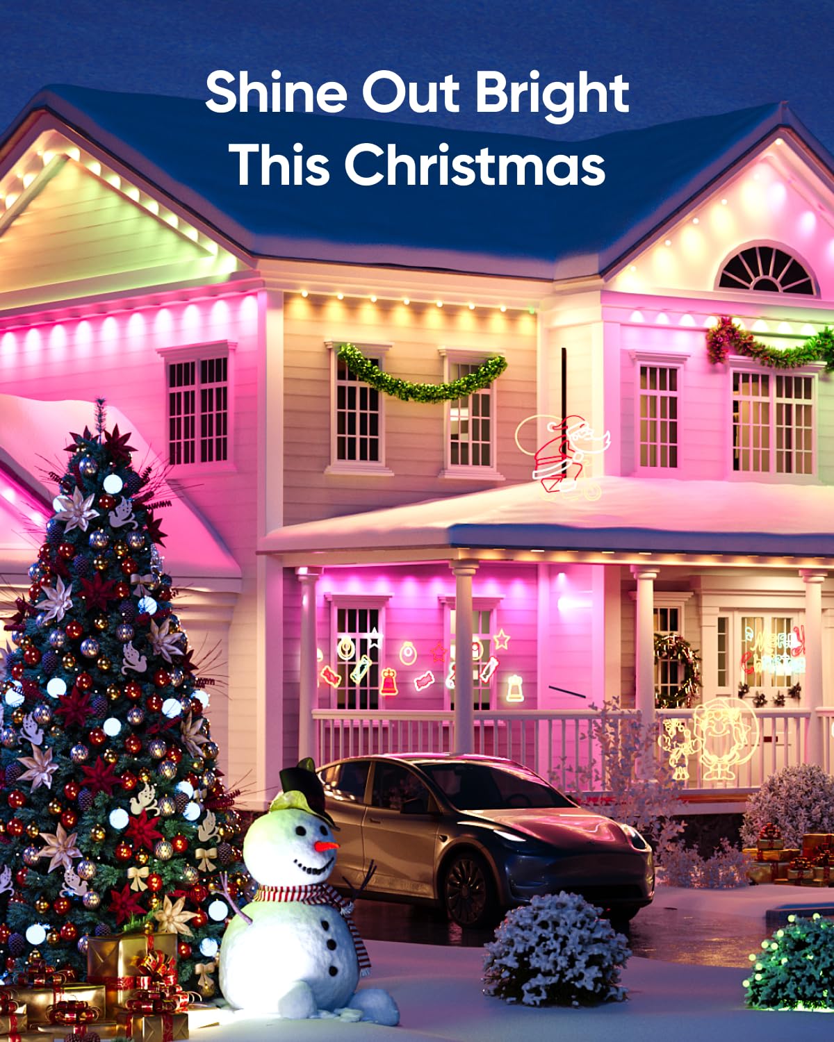 Eufy Permanent Outdoor Lights E22  100Ft With 60 Triple-Led Lights  Smart Rgbww  Daily And Holiday  Up To Ip67 Waterproof  Ai Lighting Themes For Halloween  Christmas  Links With Cameras  Black