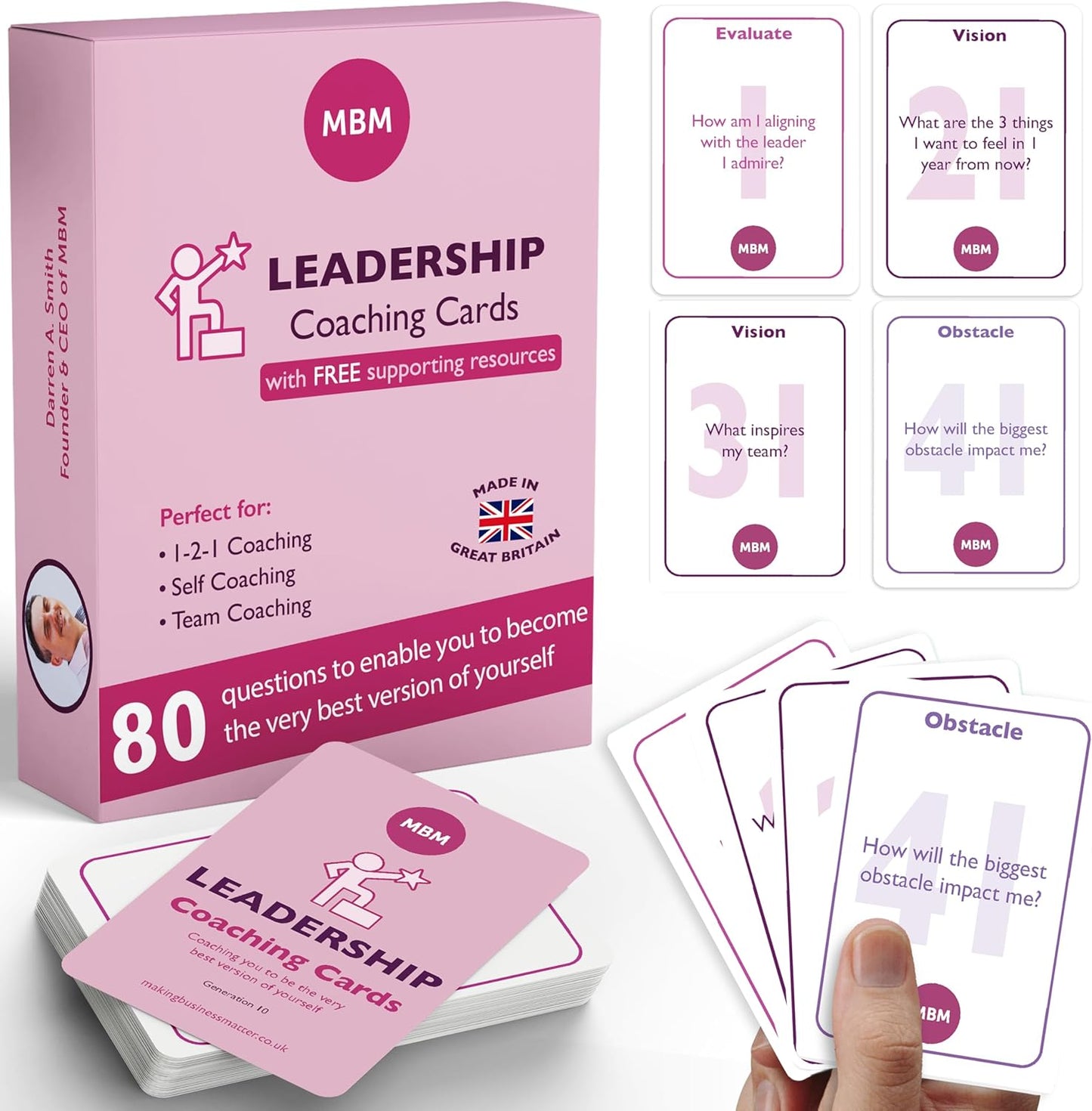 MBM 80 Leadership Cards – Emotional Intelligence Development & Confidence-Building Coaching Tools | Conversation Starters for Developing Leadership Skills & Team Building Activities