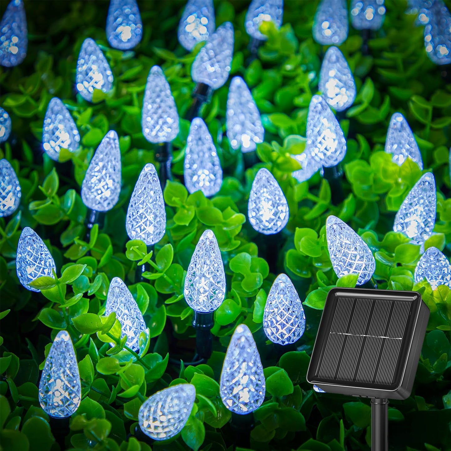 Brightown Solar C6 Strawberry String Lights, 100 LEDs, 39ft, White, PVC, Outdoor Christmas Decorations