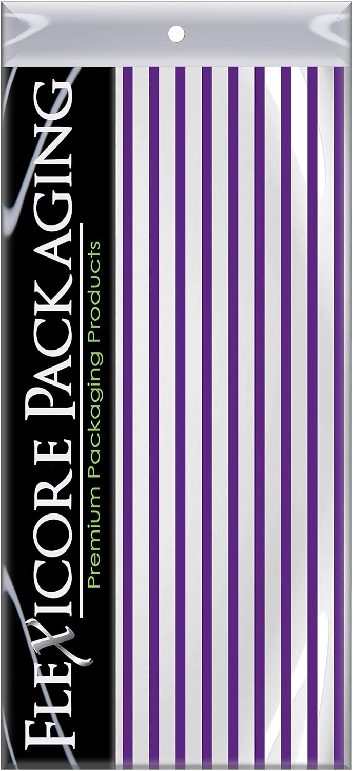 Flexicore Packaging Puple Pin Stripe Print Gift Wrap Tissue Paper Size: 15 Inch X 20 Inch | Count: 100 Sheets | Color: Purple Pin Stripe
