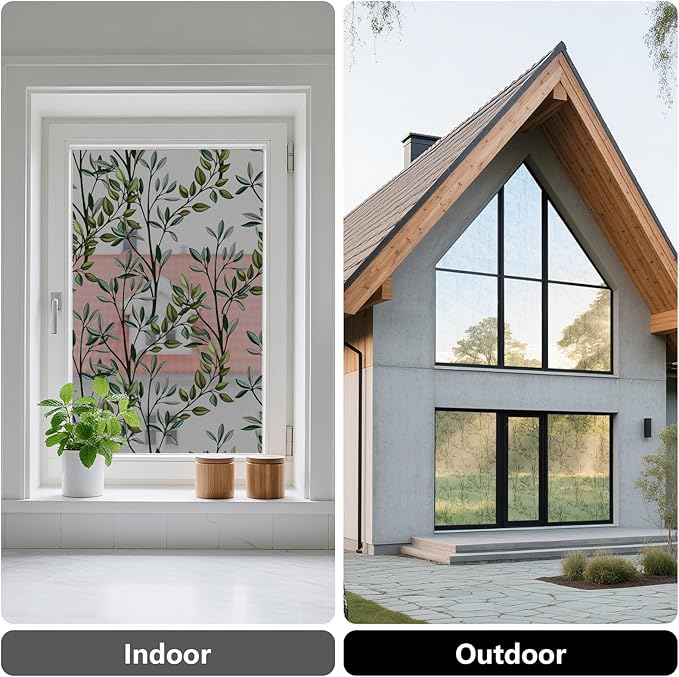NINETREX One Way Window Privacy Film, Daytime Privacy Static Cling Sun Blocking Anti UV Reflective Window Tint for Home and Office 35.4 x 78.7 inches, Black Silver Leaf