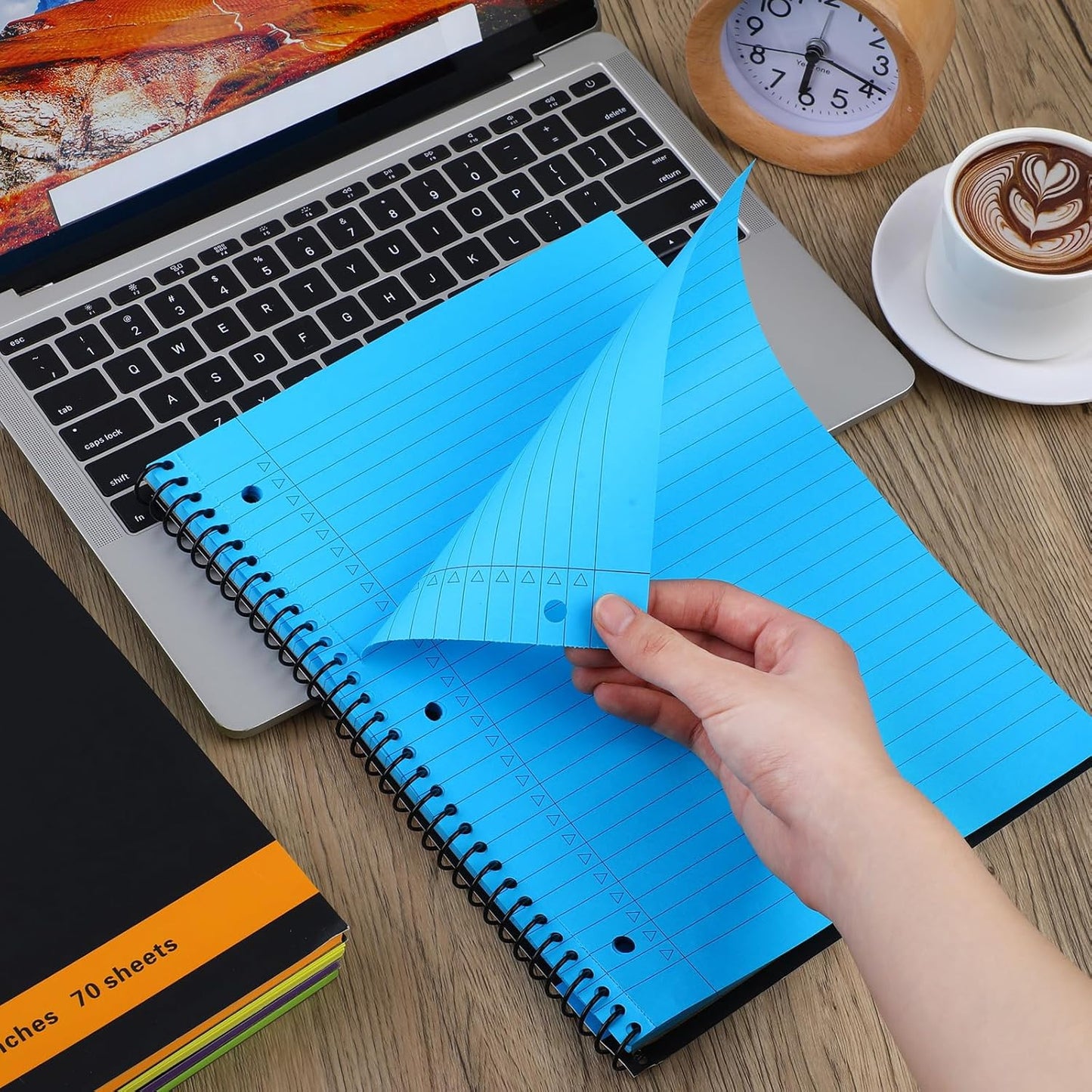 6 Pcs Legal Pad Top Spiral Bound Notebook 70 Sheets Wirebound Notepad Double Sided Ruled Memo Steno Pad with Stiff Back Cover for Business(8.5 x 11 Inches,3 Hole Punch,6 Colors)