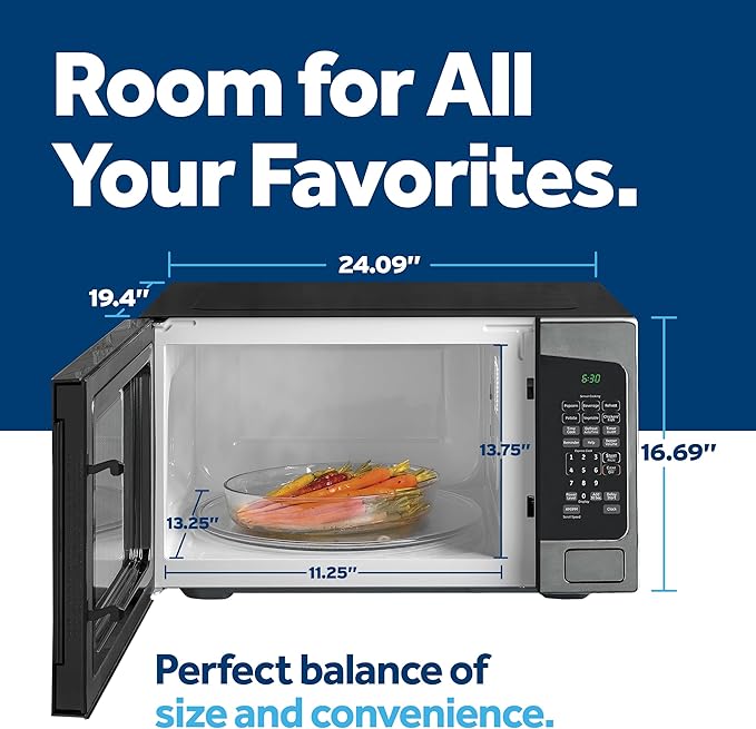 GE Countertop Microwave Oven, 1,200-watt Capacity, 2.0 Cubic Ft., 8 Auto Setting Cooking Settings, Child-Lock Technology, Kitchen Essentials for the Countertop, Dorm Room or Apartment, Black