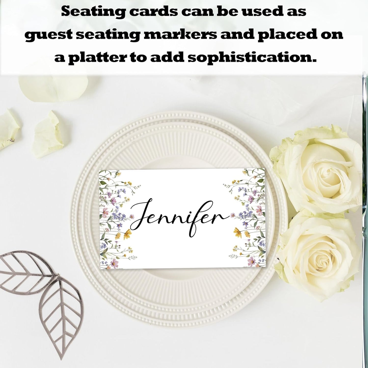 Wildflowers Place Cards For Girls, Spring Floral Name Card For Table Setting, Spring Holiday Party Favors Supplies, Wildflowers Tent Cards Decor For Bridal Shower Wedding Baby Shower, 25 Pack -10