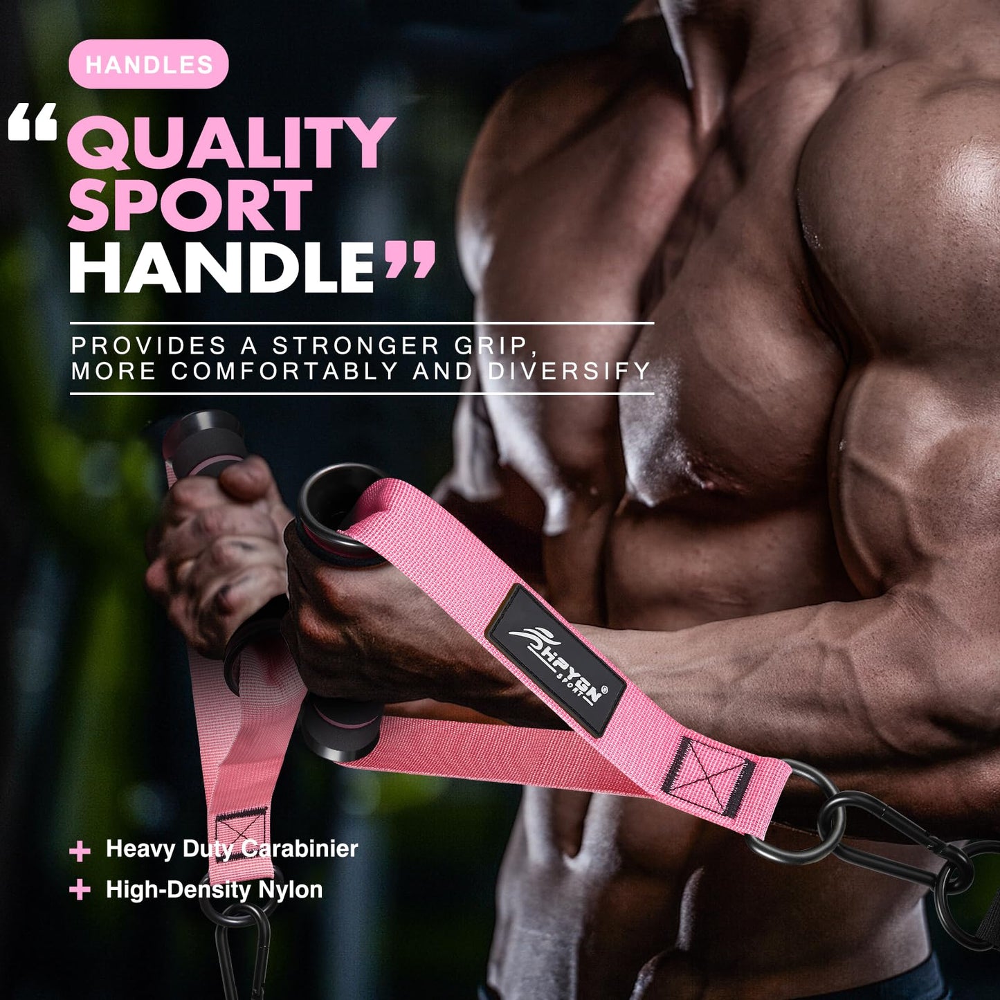 HPYGN Gym Equipment, Gym Exercise Handles, Cable Attachments for Gym, Replacement Handle Attachments for Cable Machine Pulleys, Resistance Band and Strength Trainer, Pull Down Workout Accessories