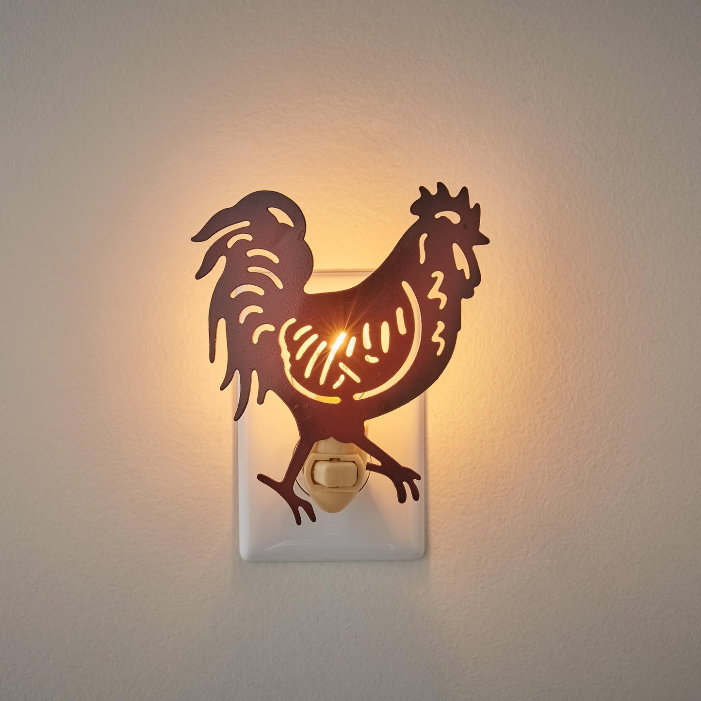 Park Designs Red Rooster Night Light, 6inH x 4.5inW x 1.5inD, Rooster Red, Model 25-056