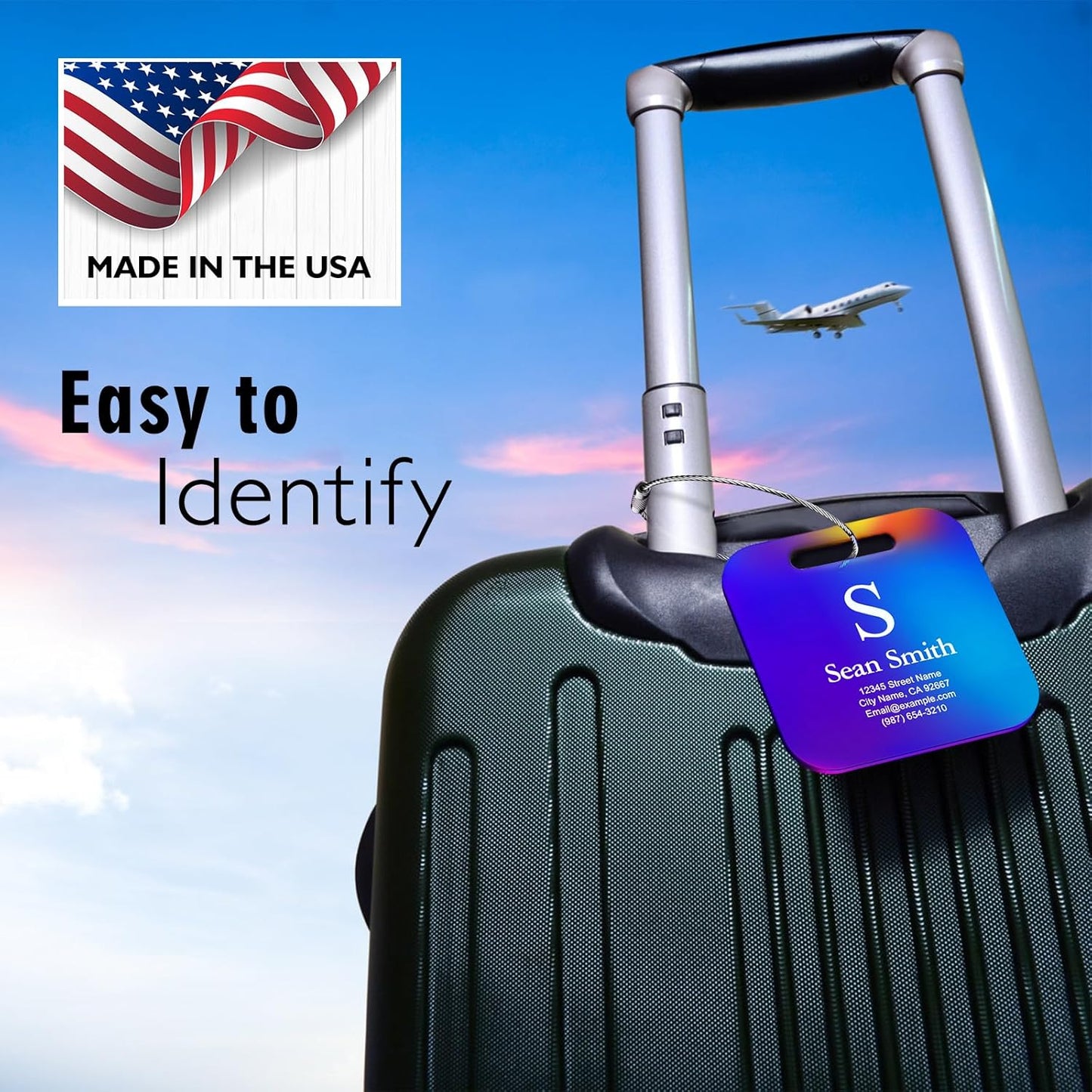 Luggage Tags for Suitcase - Personalized Engraved Stainless Steel Metal Tag for Cruise Travel - Custom Name Tags Suitable for Bags and Backpacks