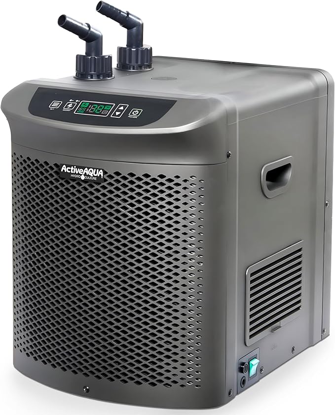 Active Aqua Hydroponic Water Chiller w/ Boost Function, 0.25 HP - Adjustable Cooling System for 40-92 Gallon Reservoirs, P...