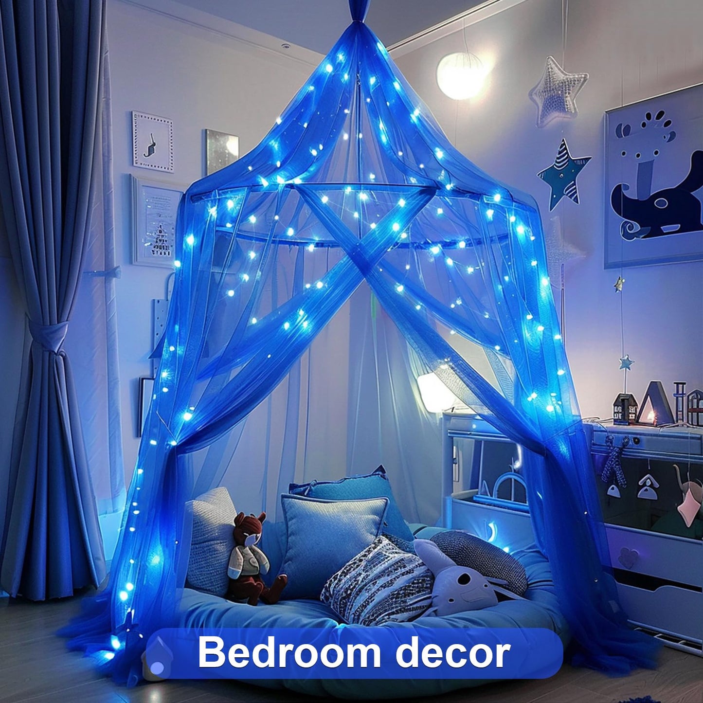 Jmexsuss 2 Pack Blue Fairy Lights, 200 Led 66Ft Waterproof String Lights With Remote Timer, Indoor Decor For Bedroom, Wedding, Party