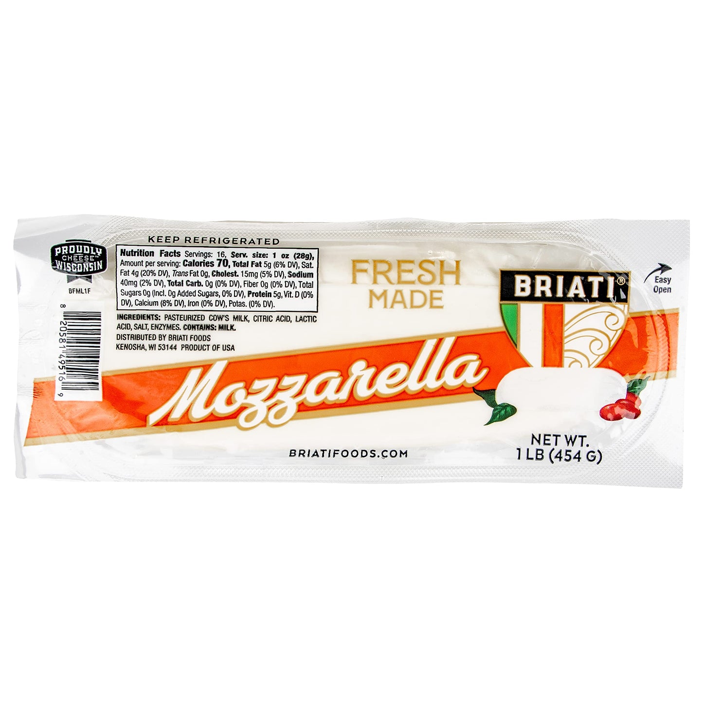 RIO BRIATI Fresh Mozzarella Log Sustainably Sourced, 1 Lb