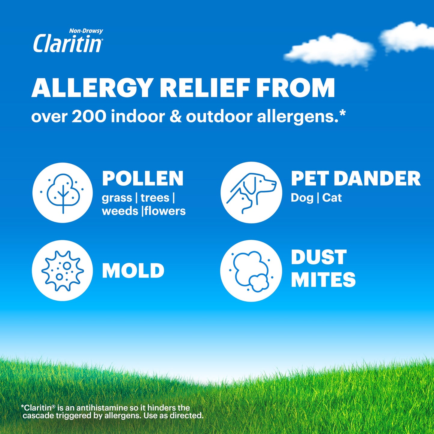 Claritin Allergy Medicine for Adults, 24-Hour Non-Drowsy Loratadine 10mg Pills, Antihistamine, 70 Tablets + 1ct On-The-Go Relief