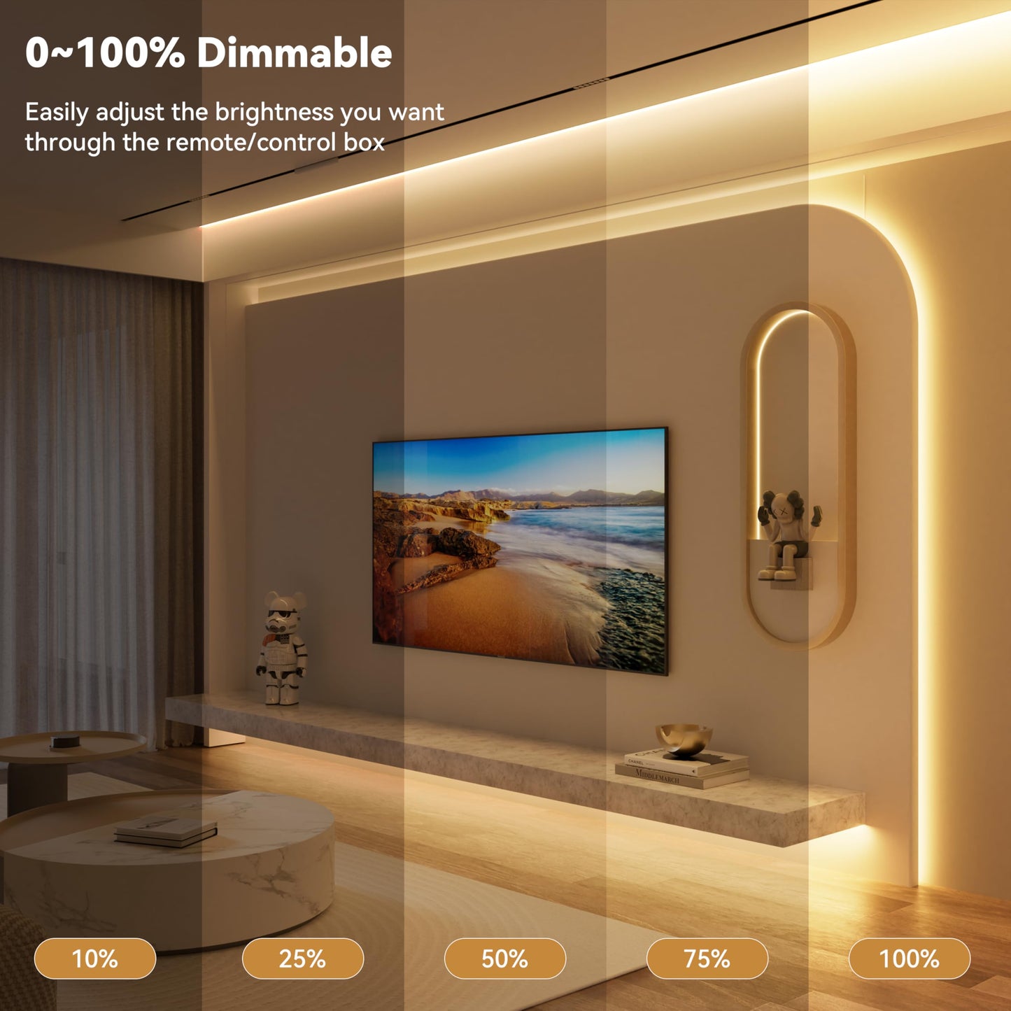 Pautix Cob Led Strip Lights Addressable 2700K-6500K Chasing White Light Cct Smart Ic Tunable Tape Lights 32.8Ft Super Bright Dimmable Alexa Voice Control For Under Cabinet Bedroom Kitchen Diy Lighting