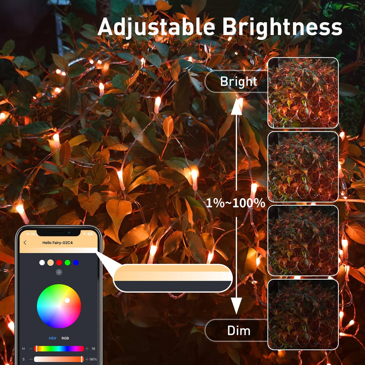 Aoycocr 4X6Ft Smart Christmas Net Lights Outdoor For Bushes  Bluetooth App Control  Rgb Connectable Bush Lights  58+ Scene Modes  Music Sync  Ip44 Waterproof For Tree Fence Holiday Xmas Decorations