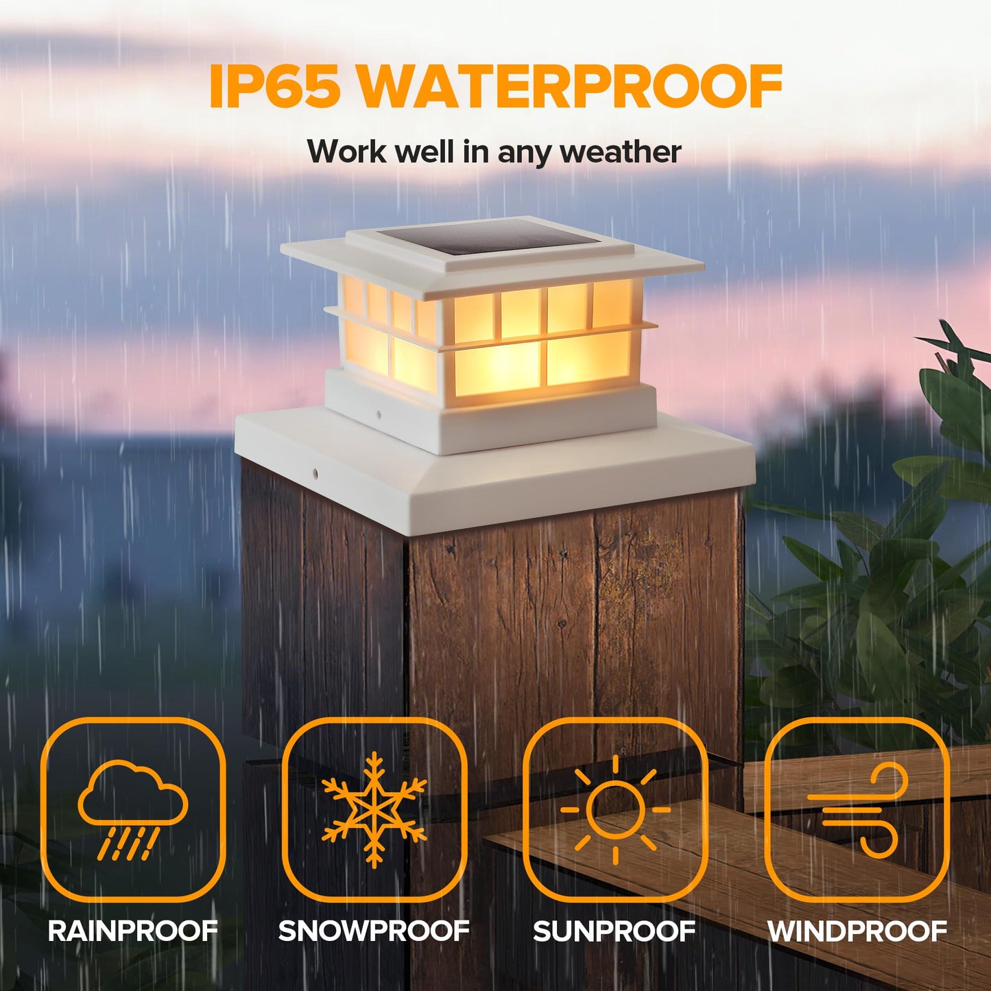 Lutec 2 Pack Solar Post Cap Lights  Ip65 Waterproof Solar Fence Post Lights For 4X4 5X5 6X6 Wooden/Vinyl Posts  Warm White 3000K Led Solar Powered Lighting Decor For Yard  Garden  Patio  Deck  White
