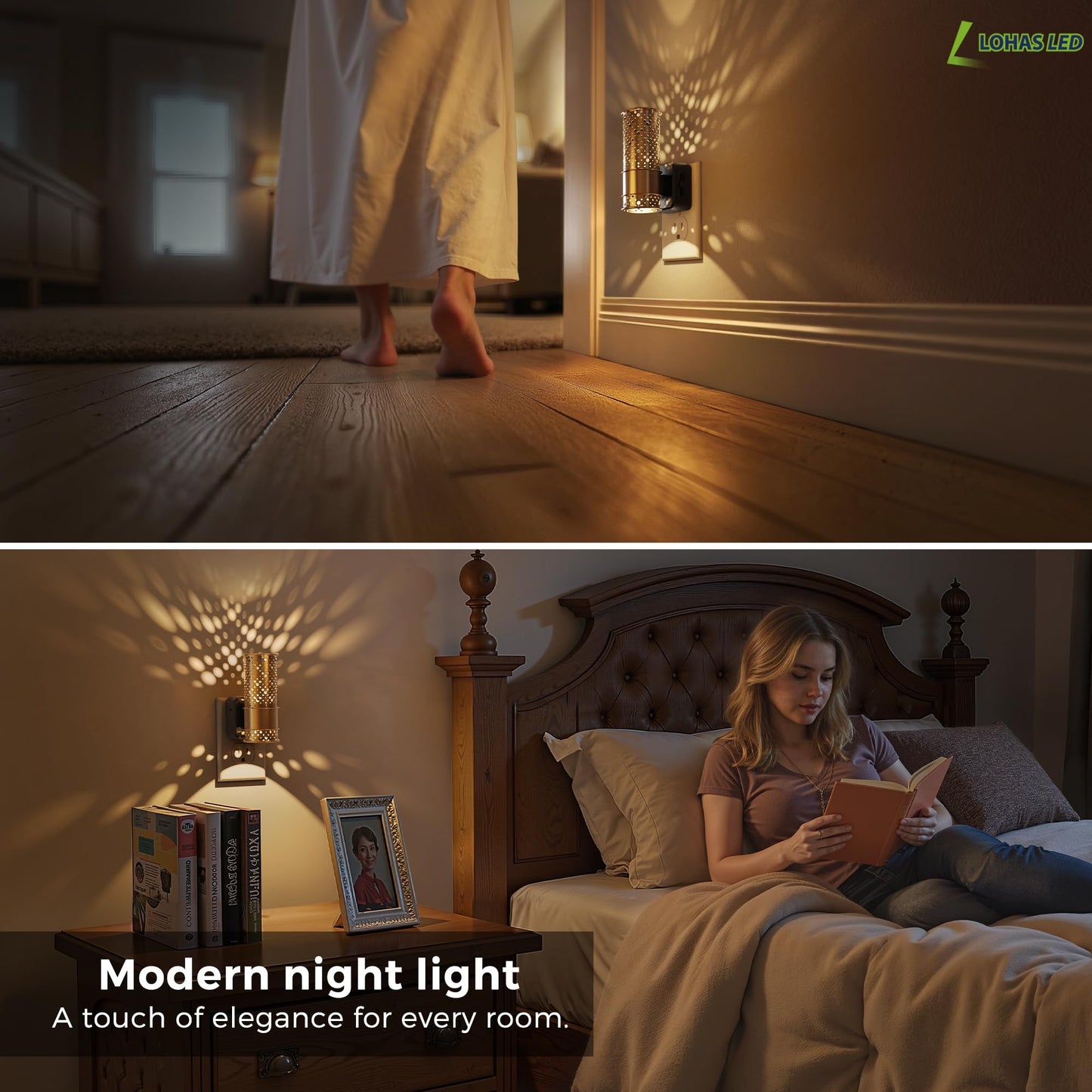 L Lohas Led Night Light  2 Pack Dimmable Night Lights Plug Into Wall  Vintage Nightlight With Light Sensor  Soft White  0-100Lm Plug In Aesthetic Night Light For mature-themeds Bathroom Hallway Gift