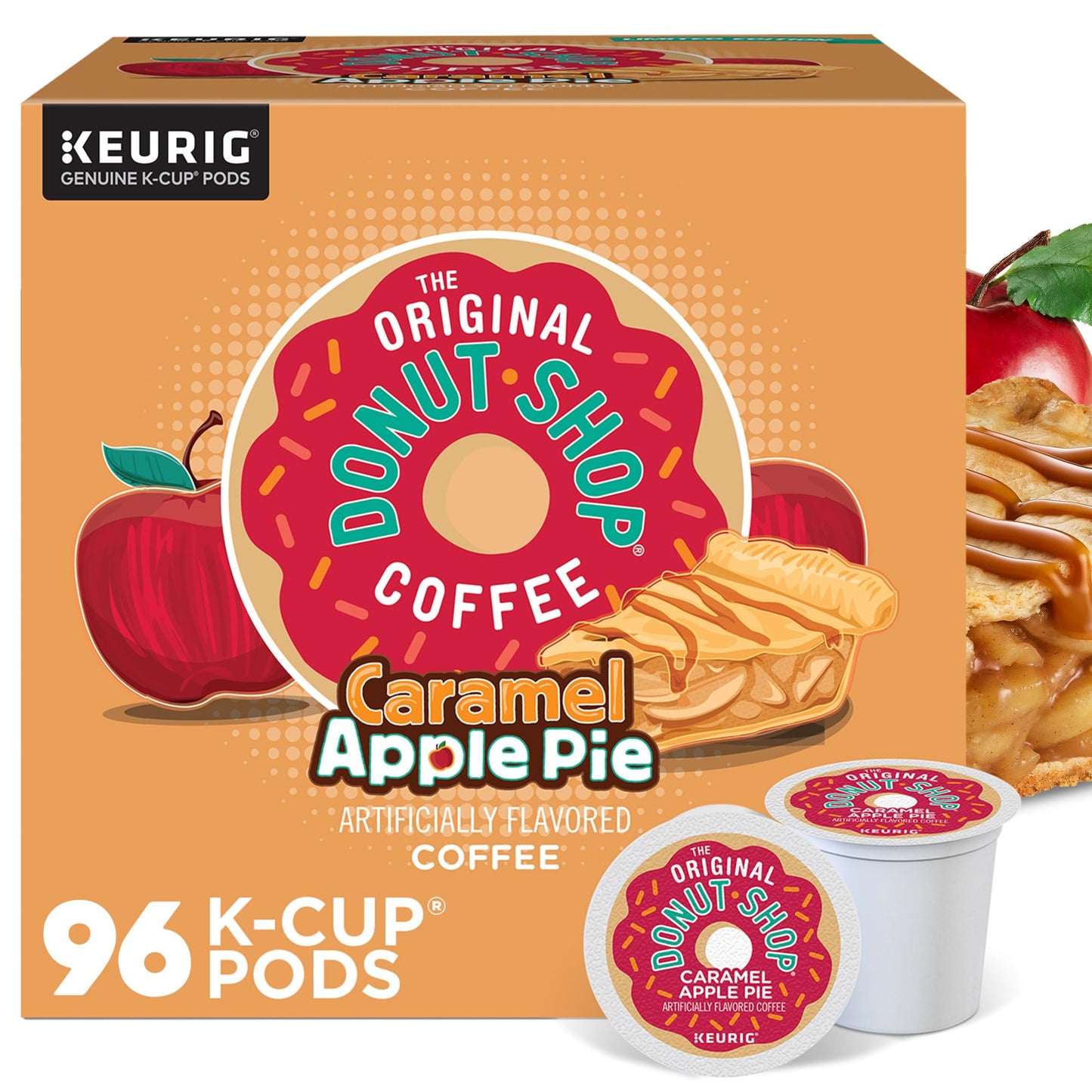 The Original Donut Shop Caramel Apple Pie Coffee, Keurig K-Cup Pod, Light Roast, 96 Count
