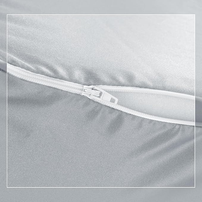 HOMBYS Satin Bed Wedge Pillow Cover Silky & Smooth Wedge Pillowcase 1 Pack 24x24x12, Soft & Breathable, Removable & Machine Washable-Zipper Design (Pillow Not Include), Light Grey