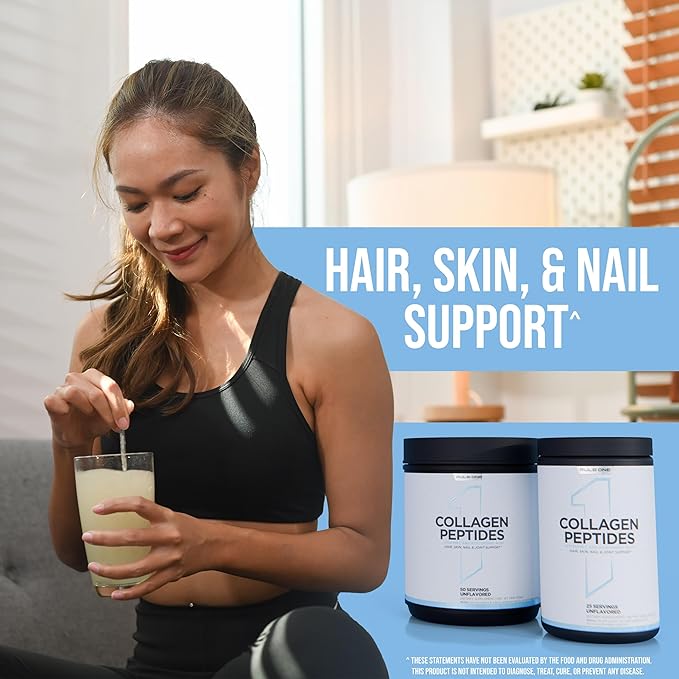 Rule 1 Collagen Peptides Powder - Hydrolyzed Bovine Collagen, Hyaluronic Acid, and Vitamin C. Supports Hair, Skin, & Nails (20 Servings, Peach Mango)