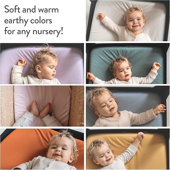 Bassinet Sheets Compatible with 4moms Mamaroo Sleep Bassinet - Fits 18 x 30 Inch Oval Bassinet Mattress – Snuggly Soft 100% Jersey Cotton – 2 Pack – Light + Dark Sage Green – 2 Pack