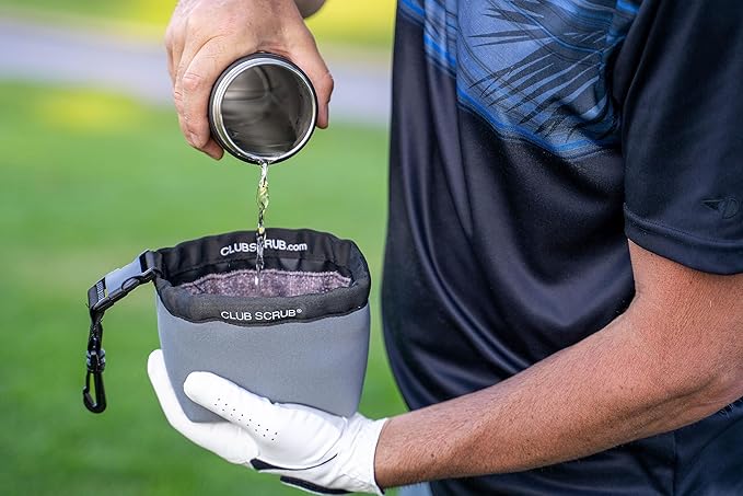Golf Club and Golf Ball Cleaning Bag, Waterproof Clean Face Technology Liner, Detachable Clip, Machine Washable, Cleans Club Grooves, Dry Exterior (Neoprene or Microfiber Option Available)