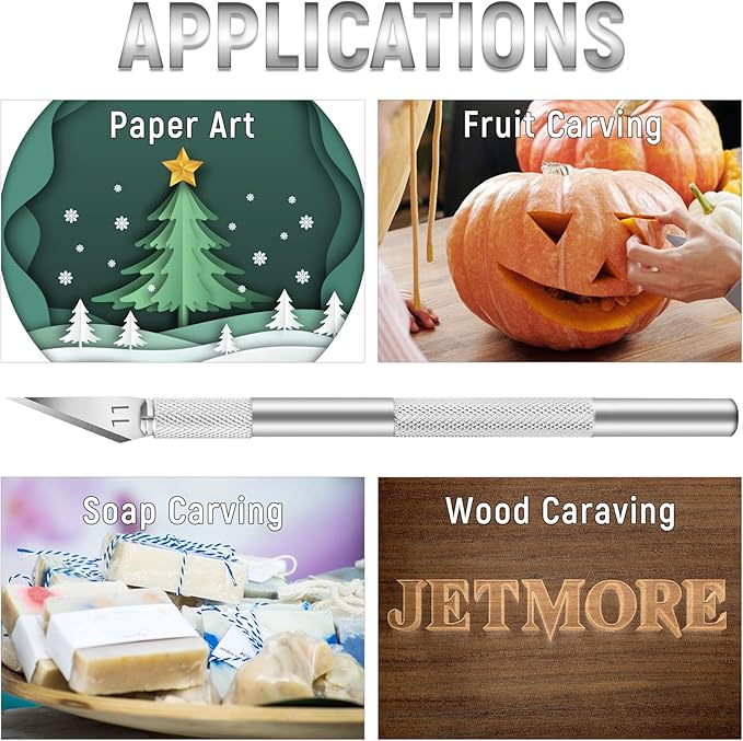 10 Pack Exacto Knife Set, Hobby Knife, SK-5 High Carbon Steel Craft Knife for Pumpkin Carving, DIY, Art, Cutting, Stencil