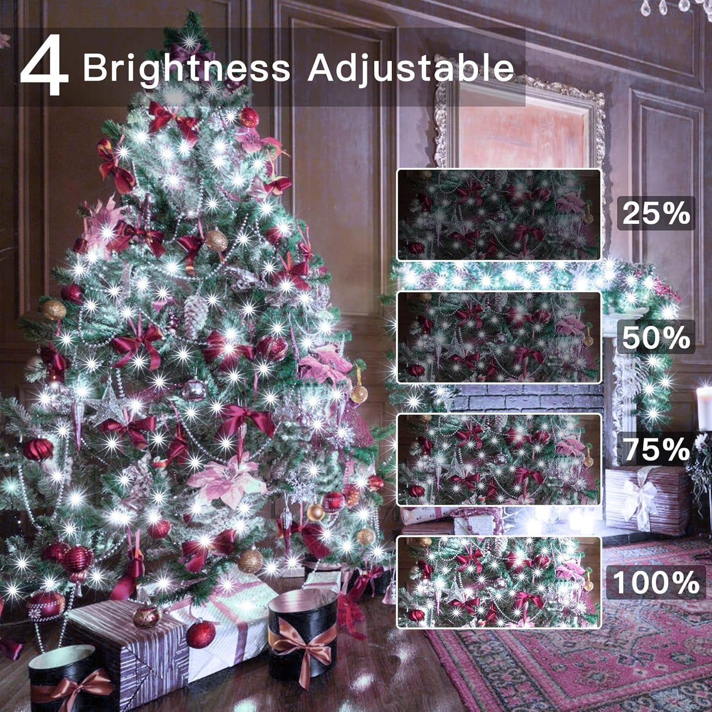 Ollny 400Led Christmas Lights Outdoor, Cool White Fairy String Lights With Remote, 8 Modes, 131Ft For Indoor/Outdoor Decorations