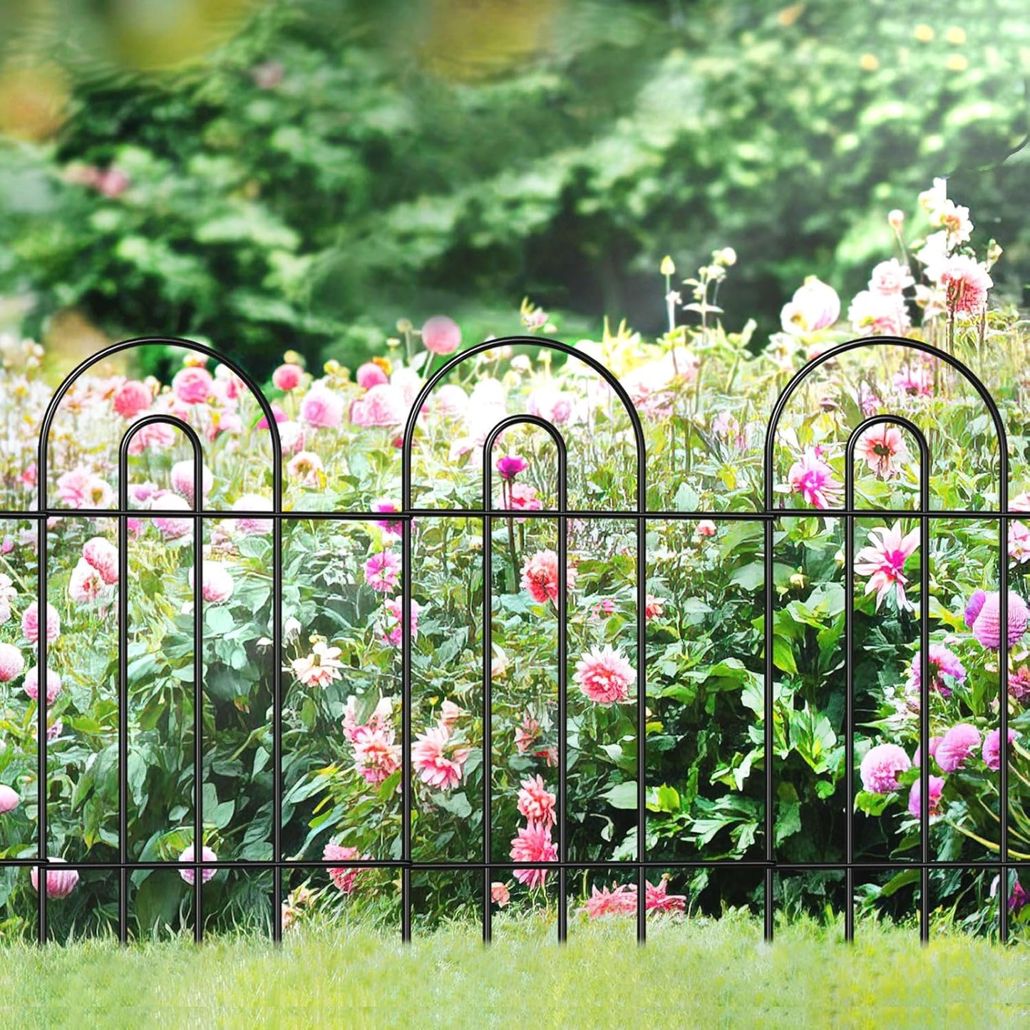 Garden Fence Border 32inX20ft Black Metal Wire Garden Fencing Panel Outdoor Folding Decorative Fences Flower Lawn Edging for Landscape Patio Yard