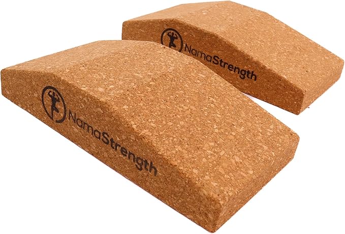NamaStrength Cork Yoga Wedge Block - Non-Slip Wrist Support, Set of 2