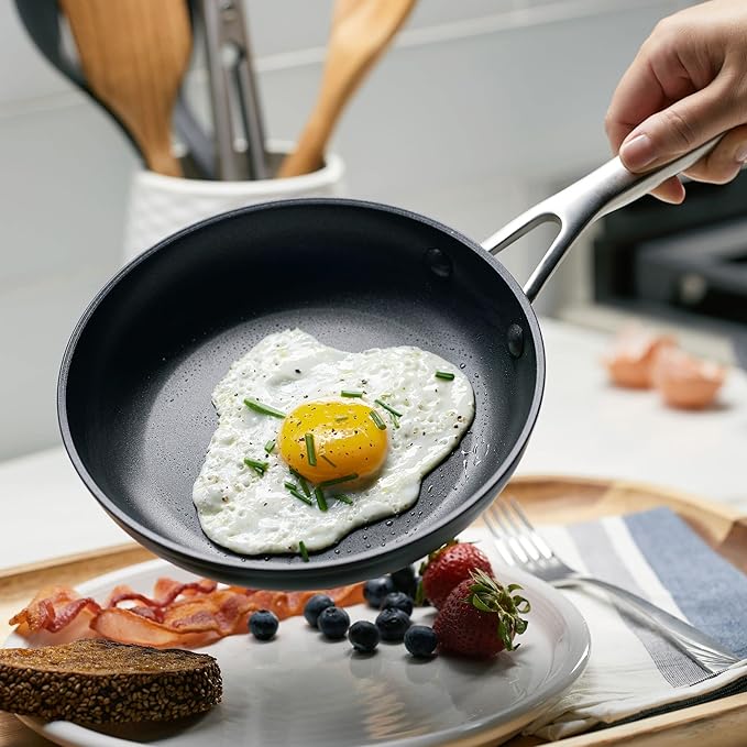 KitchenAid Hard Anodized Induction Nonstick Frying Pans/Skillet Set, 3 Piece - Matte Black