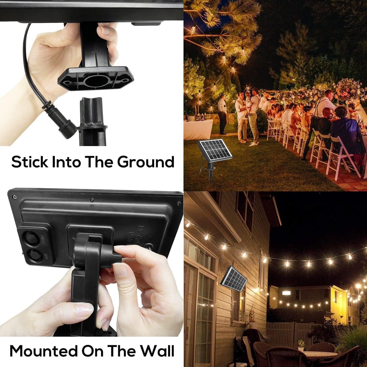 Sunthin Solar String Lights, 50Ft Black G40 Led Bulbs, Waterproof For Patio, Garden, Deck, Model St256