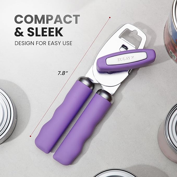 Zulay Kitchen Manual Can Opener with Bottle Opener with Turn Knob