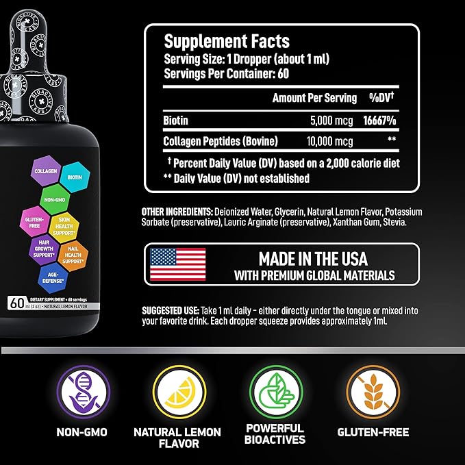 Hydrolyzed Liquid Collagen with Biotin and Bariatric Multivitamin with Iron - Body Support Bundle