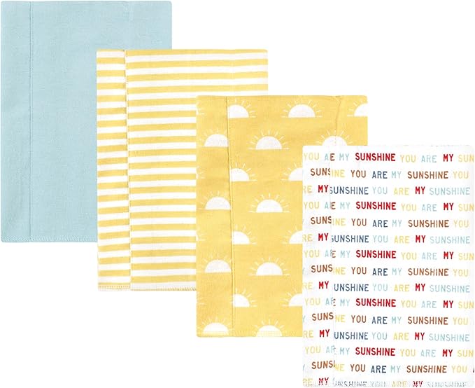 Luvable Friends Hudson Baby Flannel Burp Cloths 4pk, Sunshine