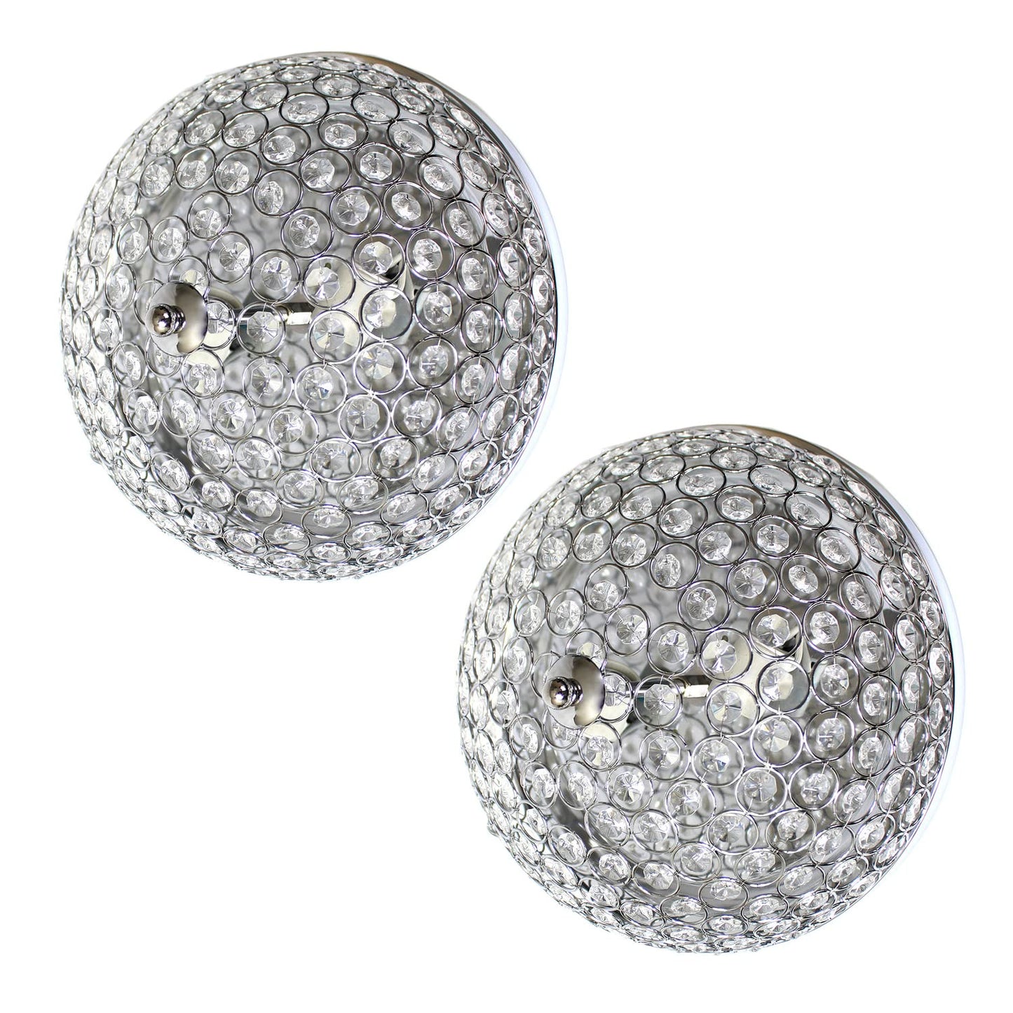 LALIA HOME Crystal Glam Ceiling Flush Mount Light, 2 Pack, Chrome, Model LHM-2000-CH-2PK