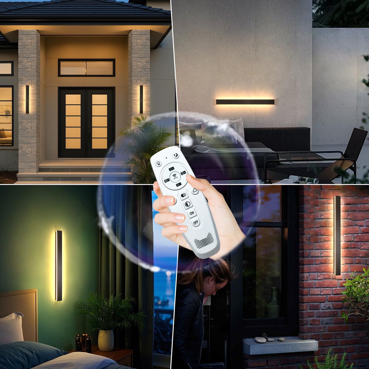 SJIGUANGZ Outdoor Wall Sconce, 24in Waterproof Porch Light, Dimmable Acrylic, Model HX-WL002-L60-R